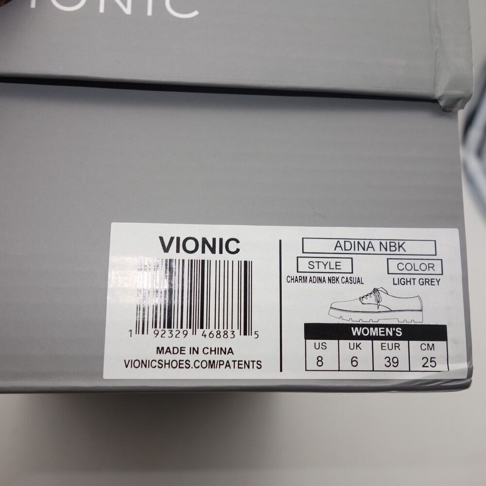 NEW Vionic Adina Oxford Nubuck Gray Leather Lace Up Orthotic Shoes Women's 8 - Picture 9 of 9